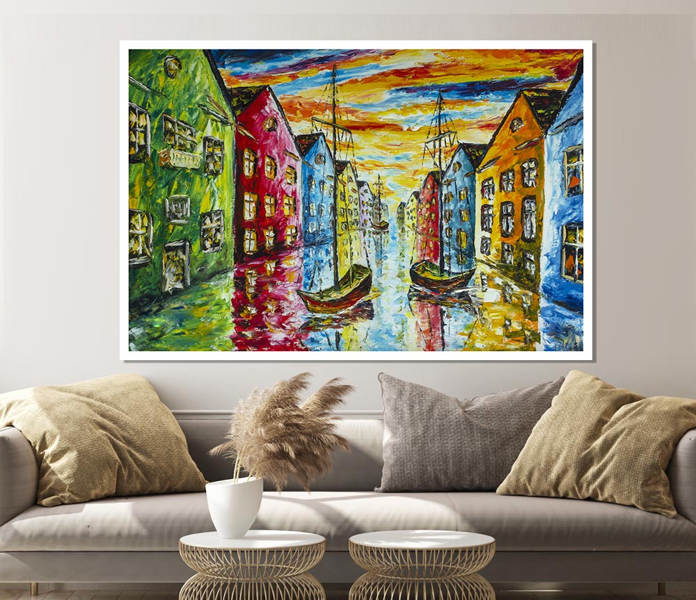 The Sea Village Painted Two Print Poster Wall Art