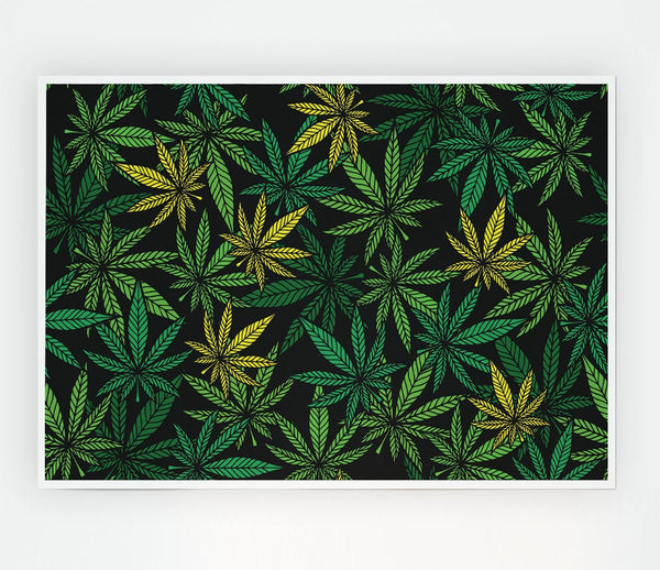 Cannabis Leaves Print Poster Wall Art