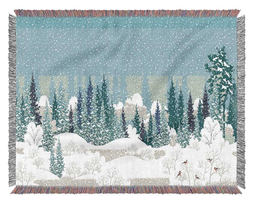 Snow In Amongst The Trees Woven Blanket