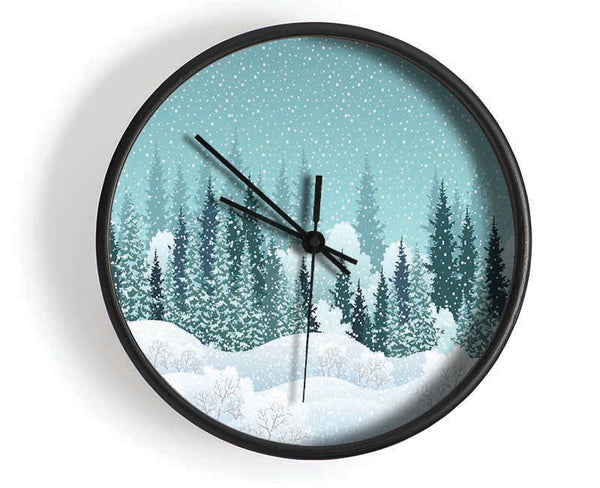 Snow In Amongst The Trees Clock - Wallart-Direct UK