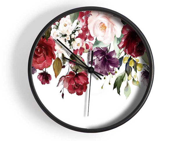 Flowers Falling From Above Clock - Wallart-Direct UK