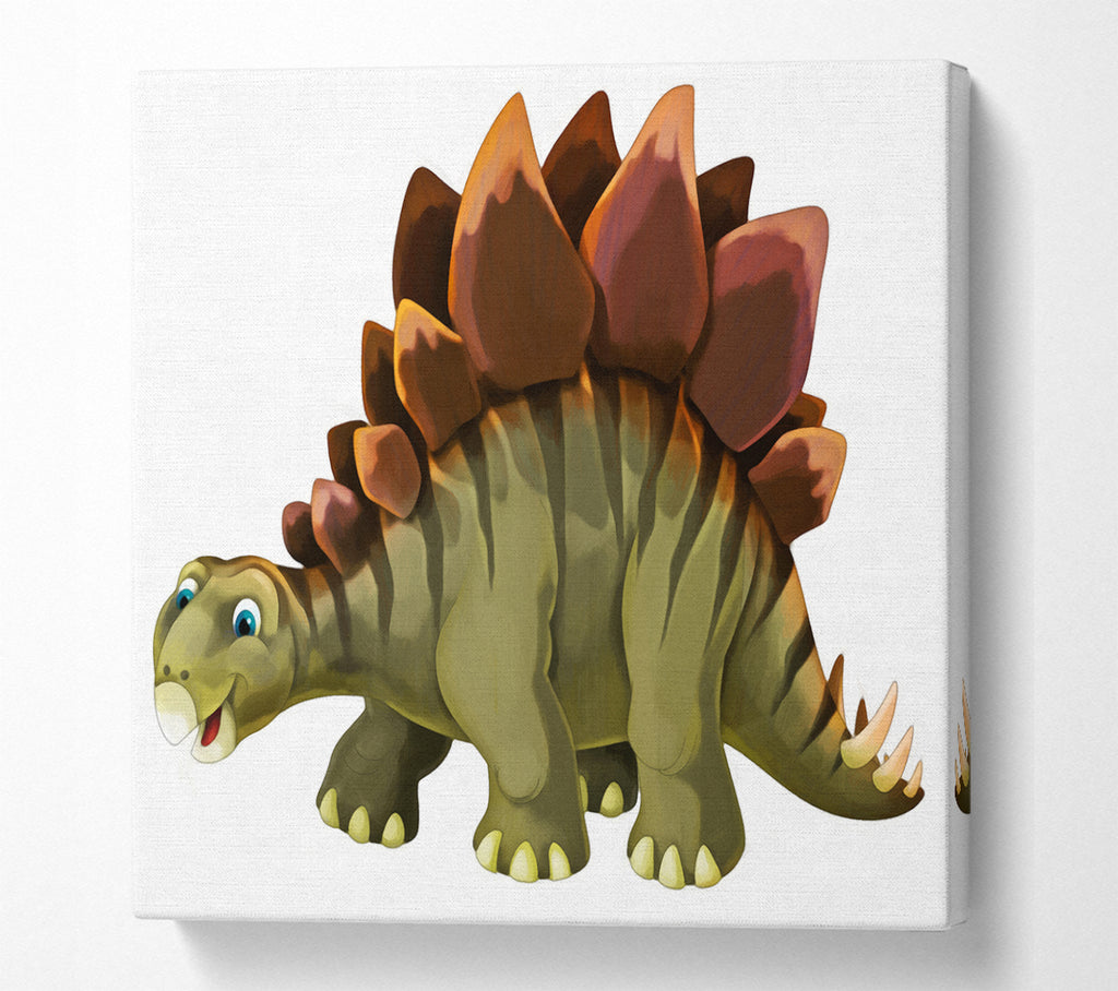 A Square Canvas Print Showing The Happy Stegosaurus Square Wall Art