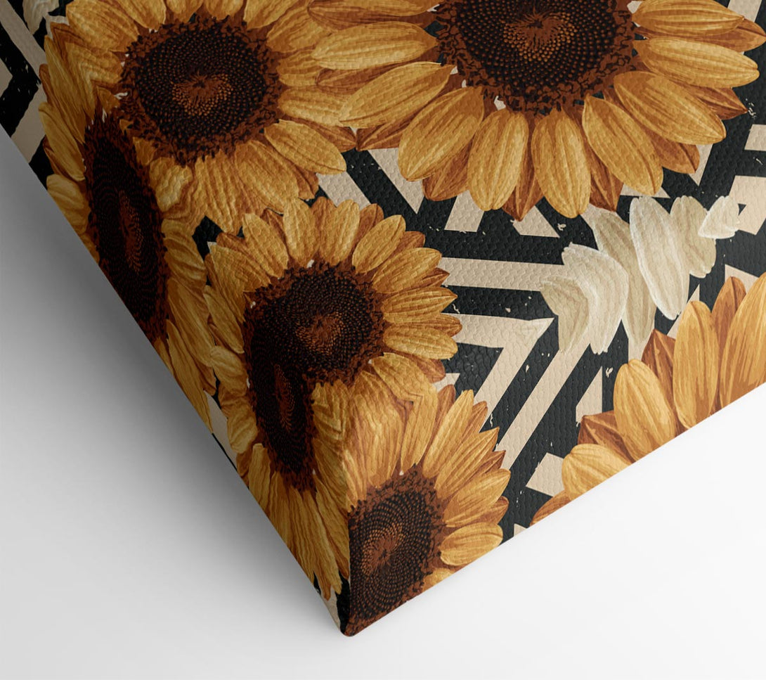  A Canvas Print of Summer Flowers On Abstract Canvas Art