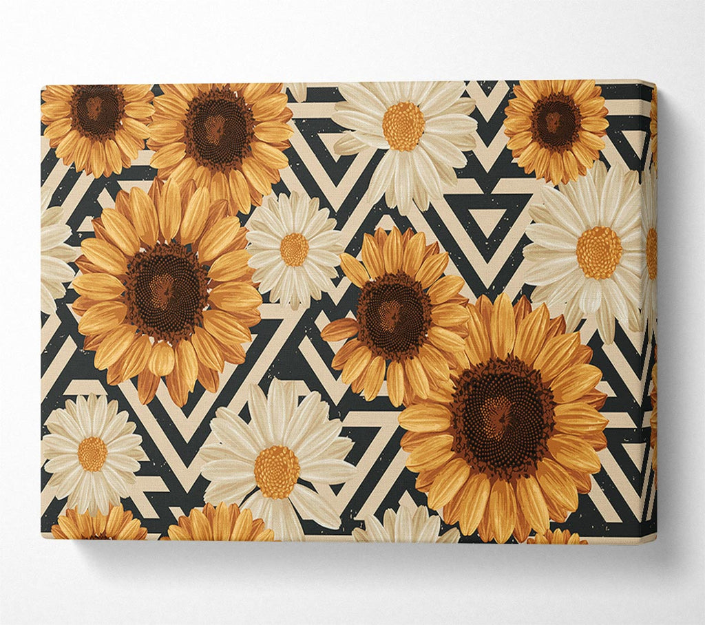Picture of Summer Flowers On Abstract Canvas Print Wall Art