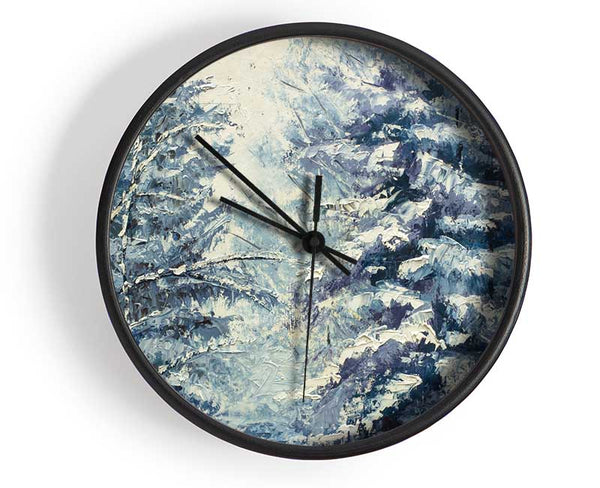 Snow On The Trees Winter Land Clock - Wallart-Direct UK