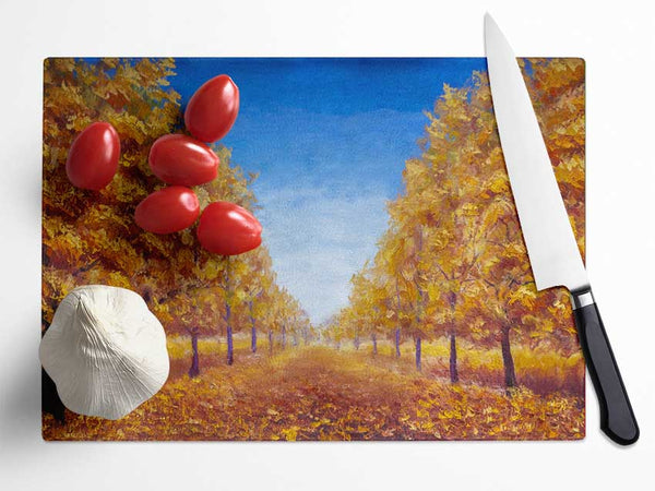 The Road Through The Orange Forest Glass Chopping Board
