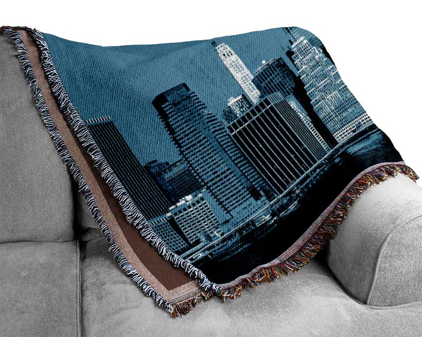 The Statue Of Liberty Blue Woven Blanket