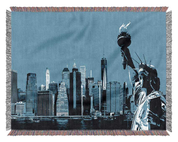 The Statue Of Liberty Blue Woven Blanket