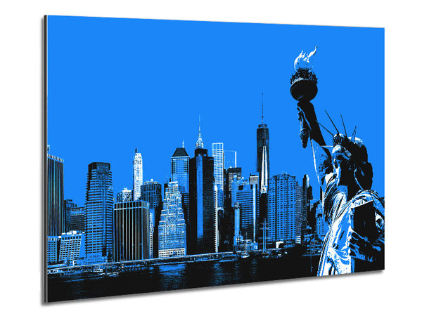 The Statue Of Liberty Blue Metal Print