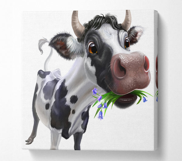 A Square Canvas Print Showing The Big Cow Munch Square Wall Art