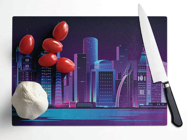 The Futuristic City Glass Chopping Board