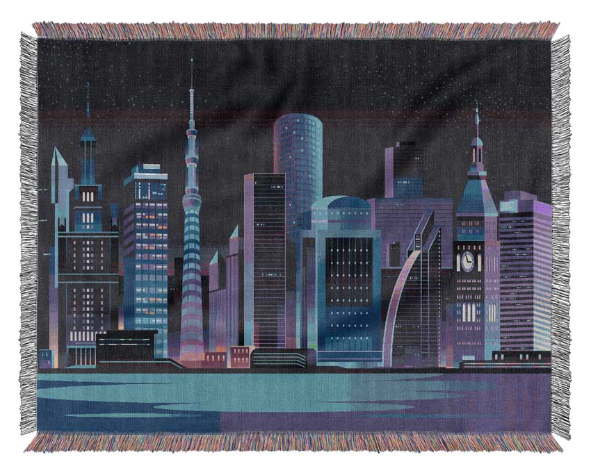 The Futuristic City Woven Blanket
