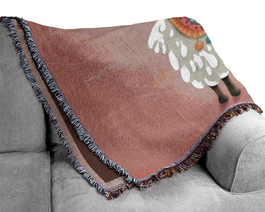 Llama Carrying Cactus Woven Blanket
