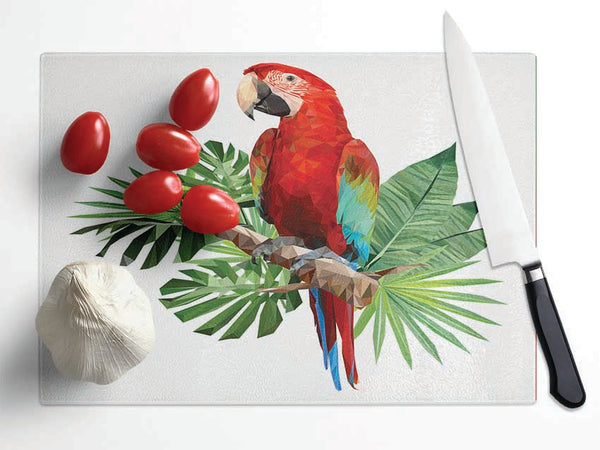 Parrot On A Branch Glass Chopping Board