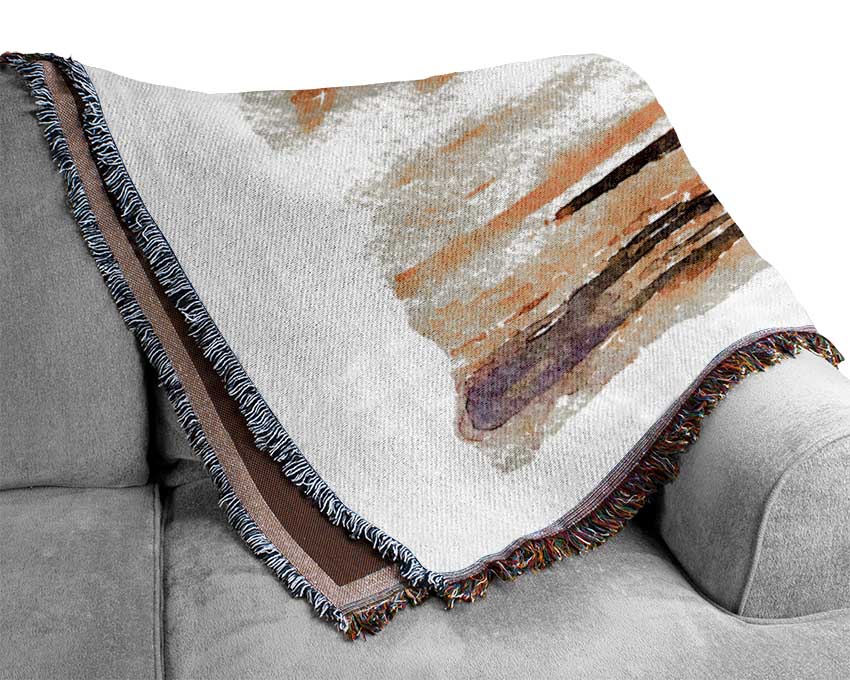 Vintage Car On The Beach Woven Blanket