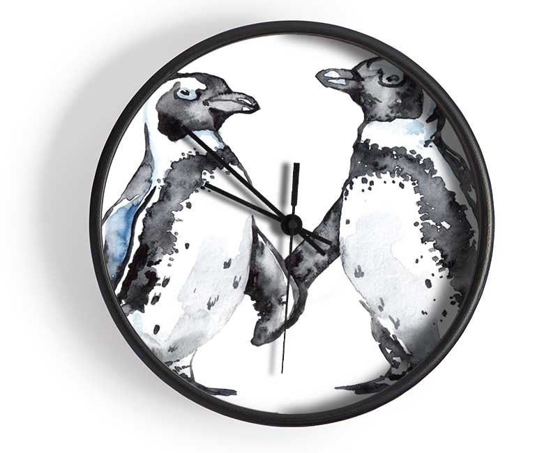 Two Penguins Shaking Clock - Wallart-Direct UK