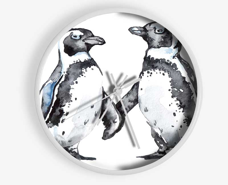Two Penguins Shaking Clock - Wallart-Direct UK