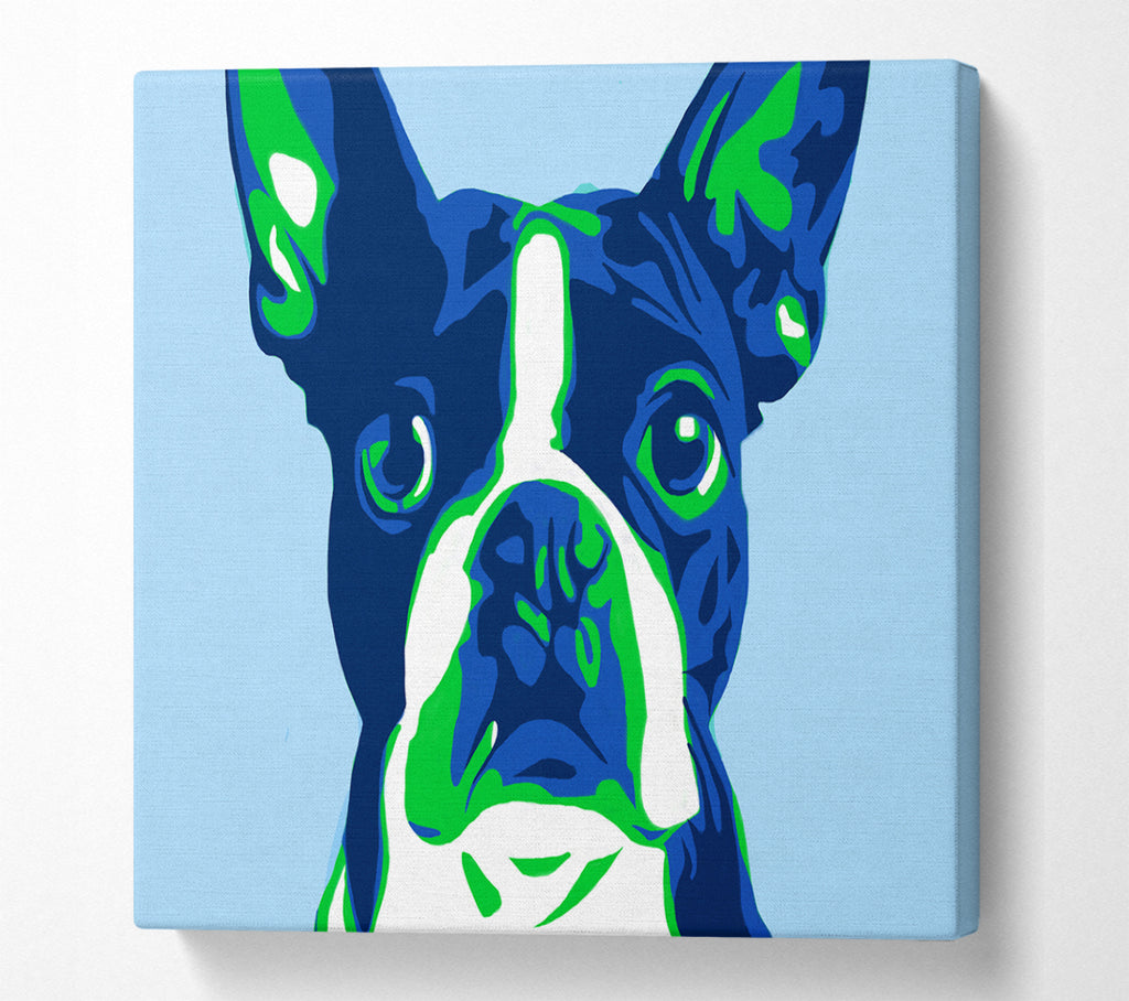 A Square Canvas Print Showing The French Bulldog Pop Art Square Wall Art