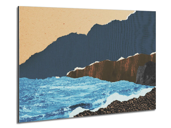 Cut Out Mountain Ocean Metal Print