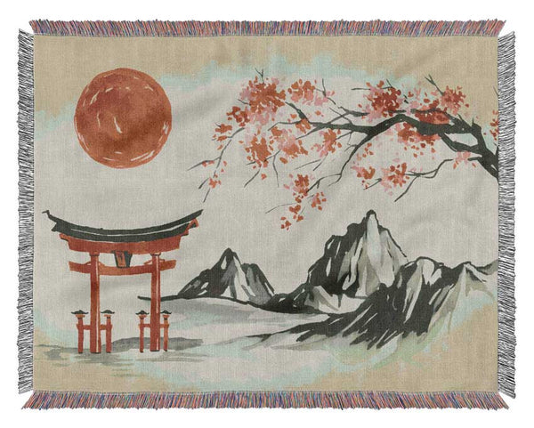 Ethnic Japanese Sun Woven Blanket