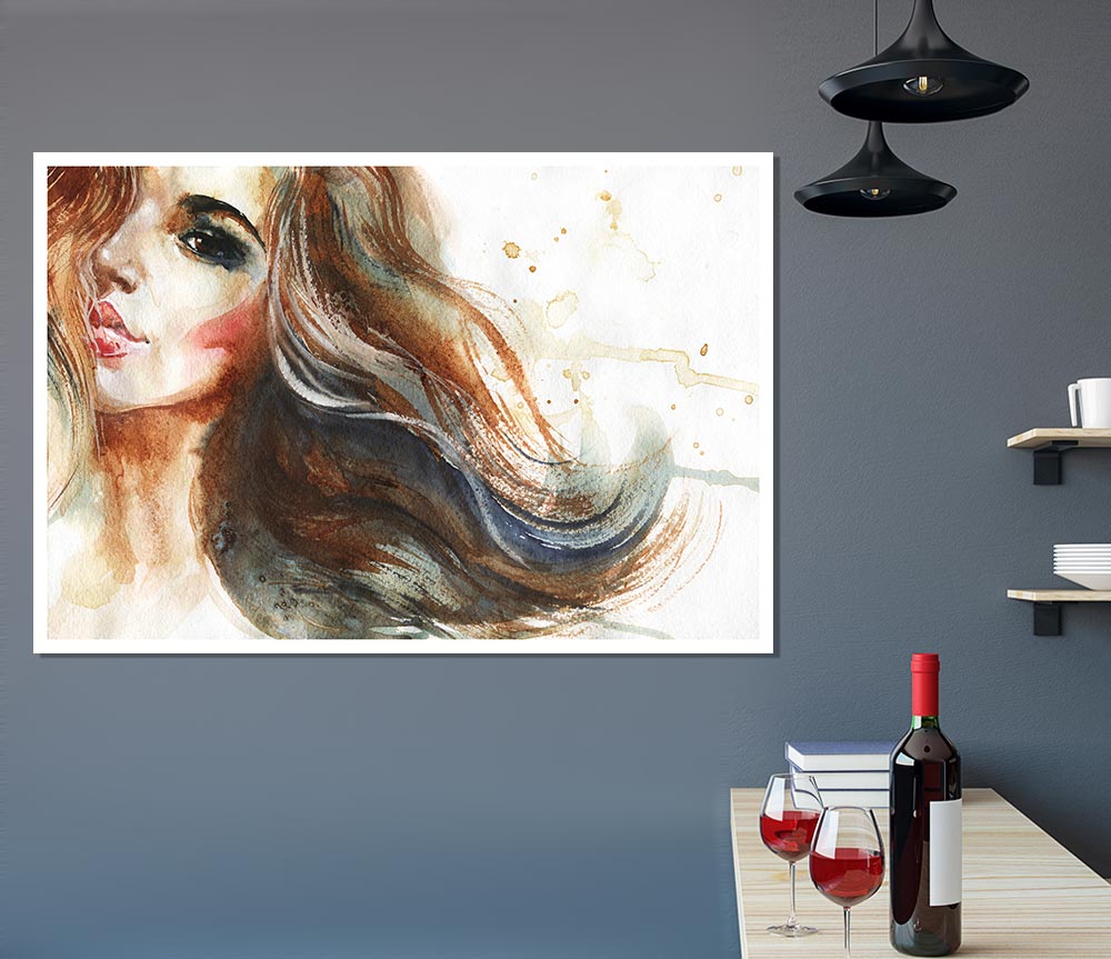 Woman Of Watercolour Beauty Print Poster Wall Art