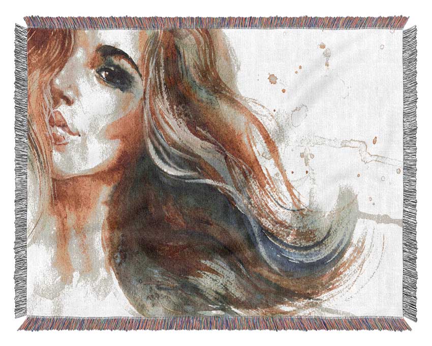 Woman Of Watercolour Beauty Woven Blanket