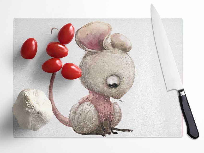 The Little Mouse Crouching Glass Chopping Board