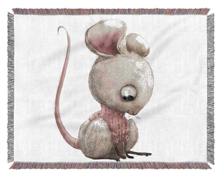 The Little Mouse Crouching Woven Blanket