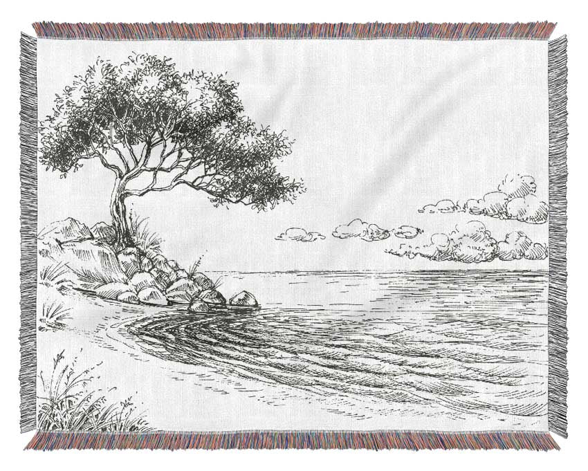 The Tree By The Lake Woven Blanket
