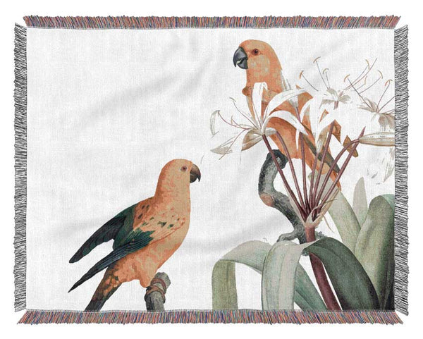 Two Yellow Parrots Woven Blanket