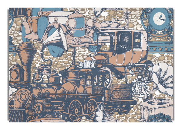 Old Train And Cars