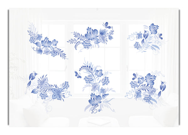 Blue Flowers On White