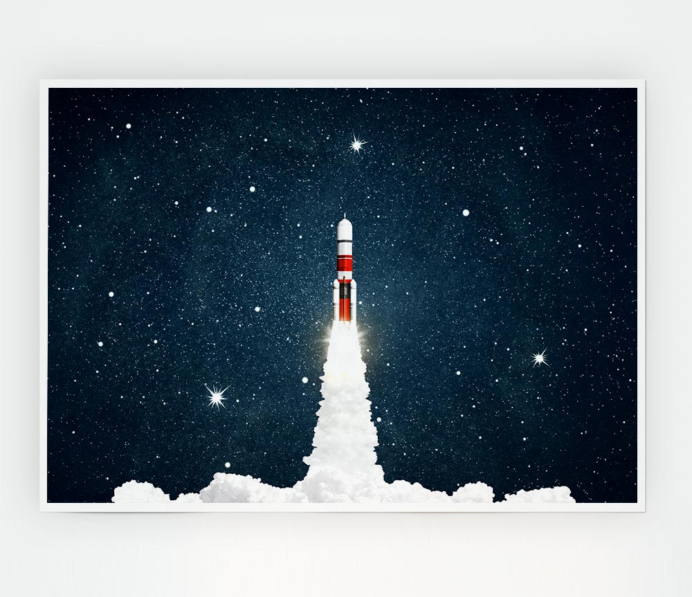 Up Goes The Rocket Print Poster Wall Art
