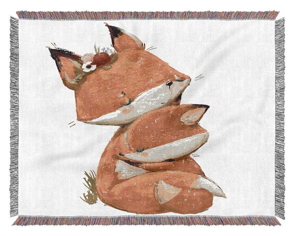 Fox Family Cuddle Woven Blanket