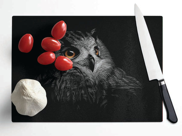 Owl In The Dark Of Night Glass Chopping Board