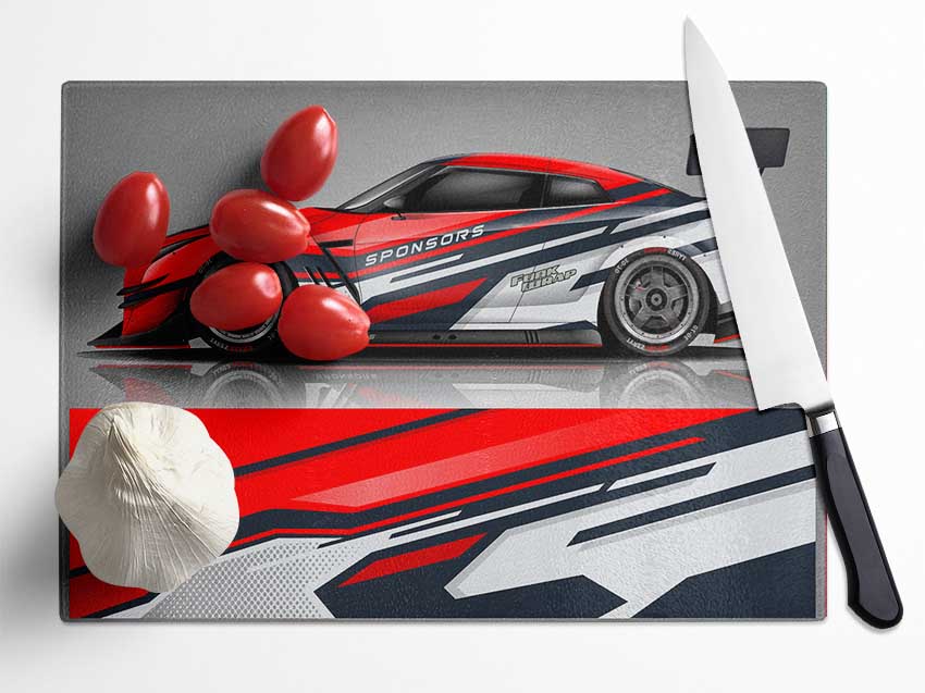 Super Car Racer Glass Chopping Board