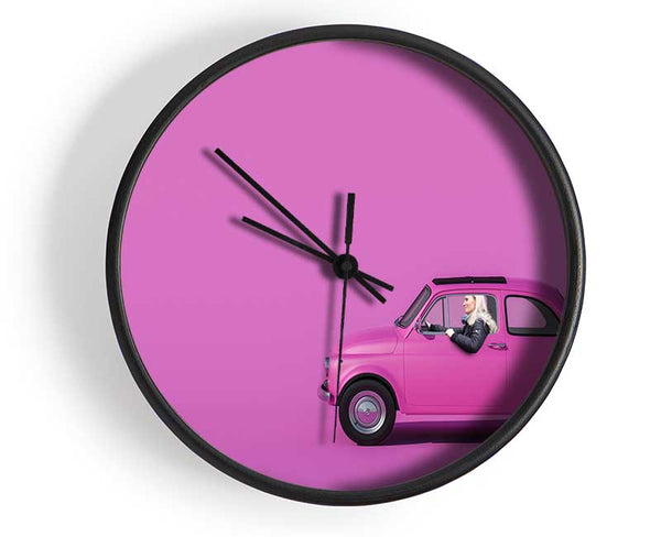 Pink Fiat 500 Classic Clock - Wallart-Direct UK