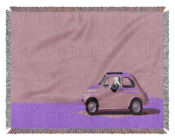 Pink Fiat 500 Classic Woven Blanket