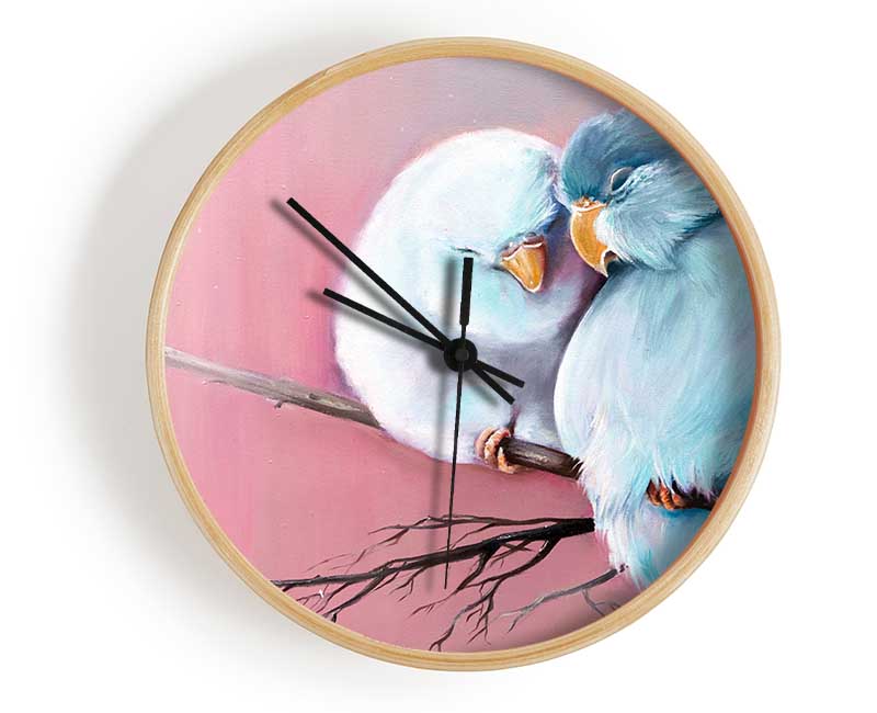 Two Love Birds On A Branch Clock - Wallart-Direct UK