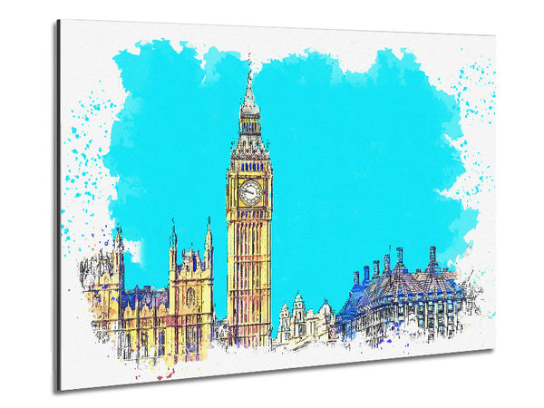 London Big Ben Splatter Metal Print