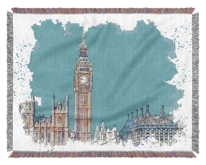 London Big Ben Splatter Woven Blanket