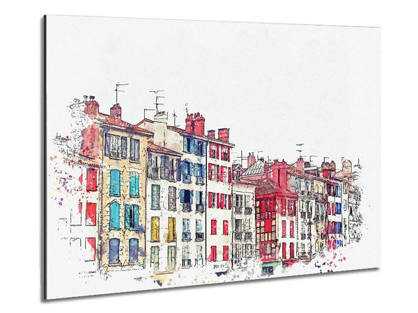 French Town Splatter Metal Print