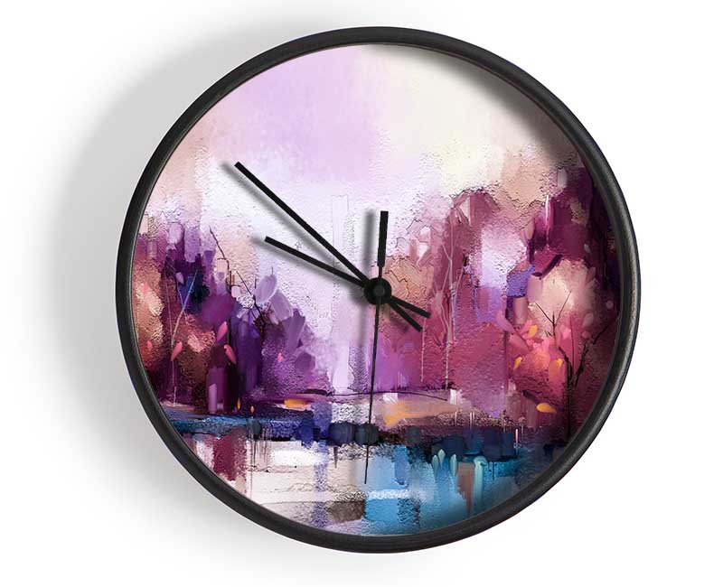 Wet Weather Lilac Forest Clock - Wallart-Direct UK