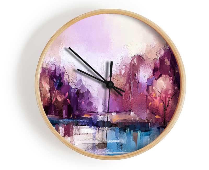 Wet Weather Lilac Forest Clock - Wallart-Direct UK