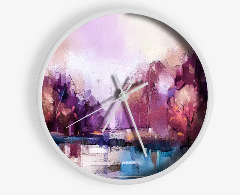 Wet Weather Lilac Forest Clock - Wallart-Direct UK