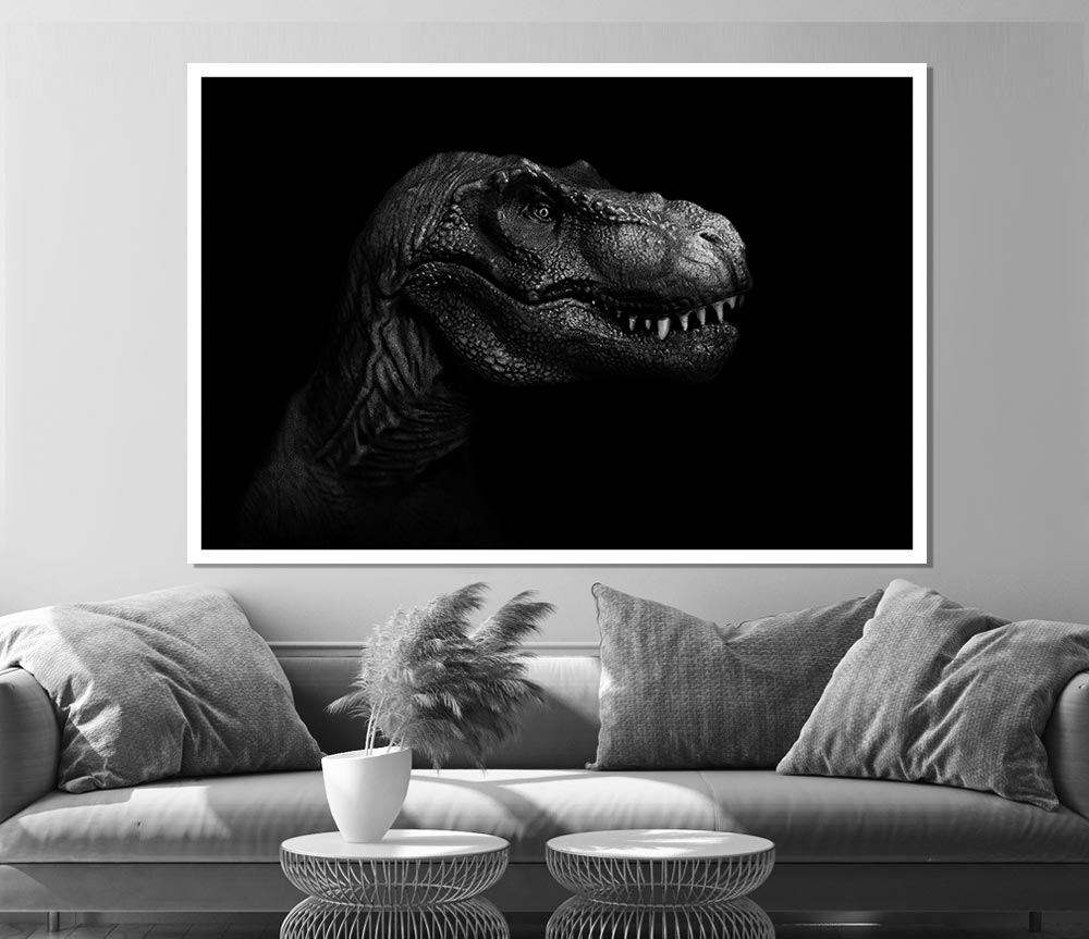 T Rex In The Dark Print Poster Wall Art