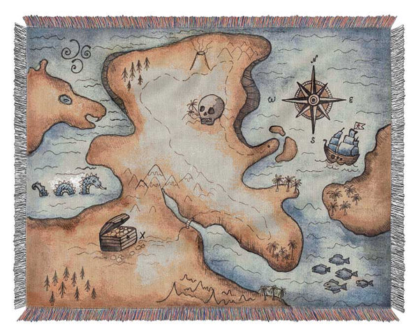 Pirate Treasure Map Woven Blanket