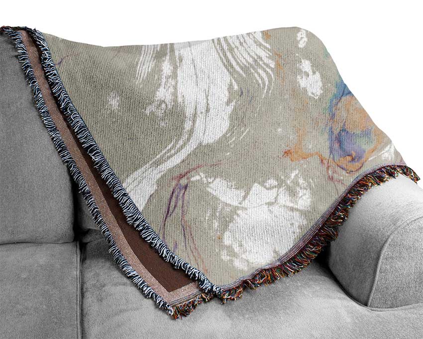 Lilac And Blue Marble Pattern Woven Blanket