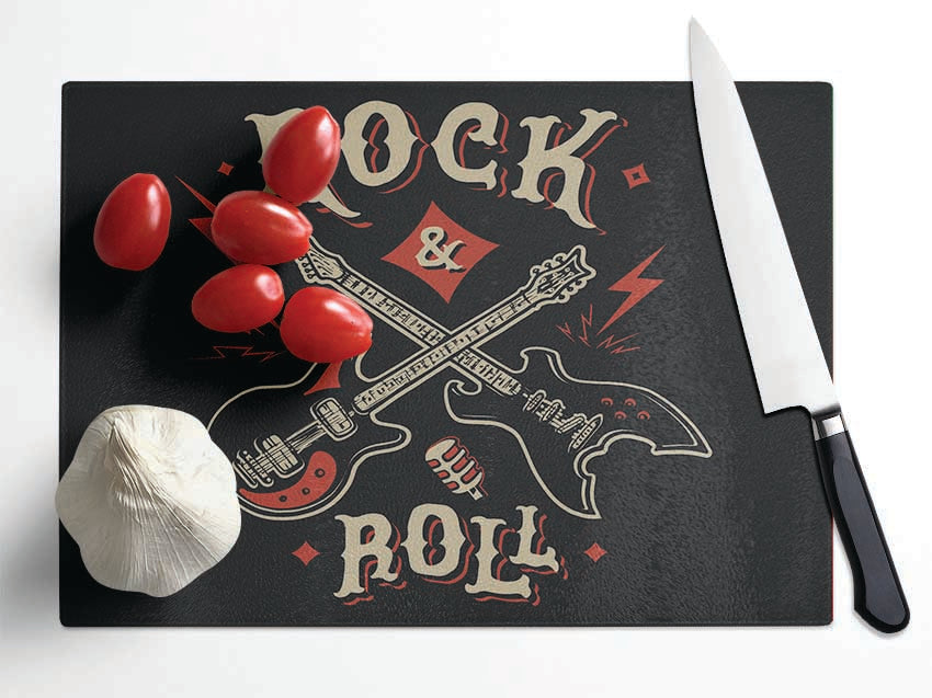 Rock And Roll Guitars Glass Chopping Board
