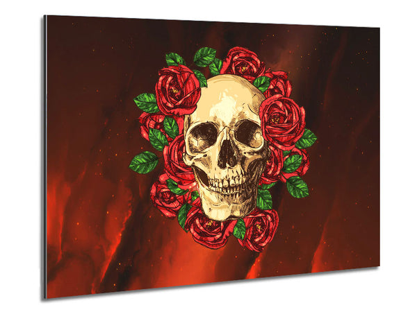 Rosen um einen Totenkopf